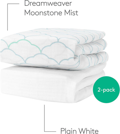 Newton Baby Mini Crib Fitted Sheets (2-Pack) | Organic Muslin Cotton, Breathable & Soft Baby
