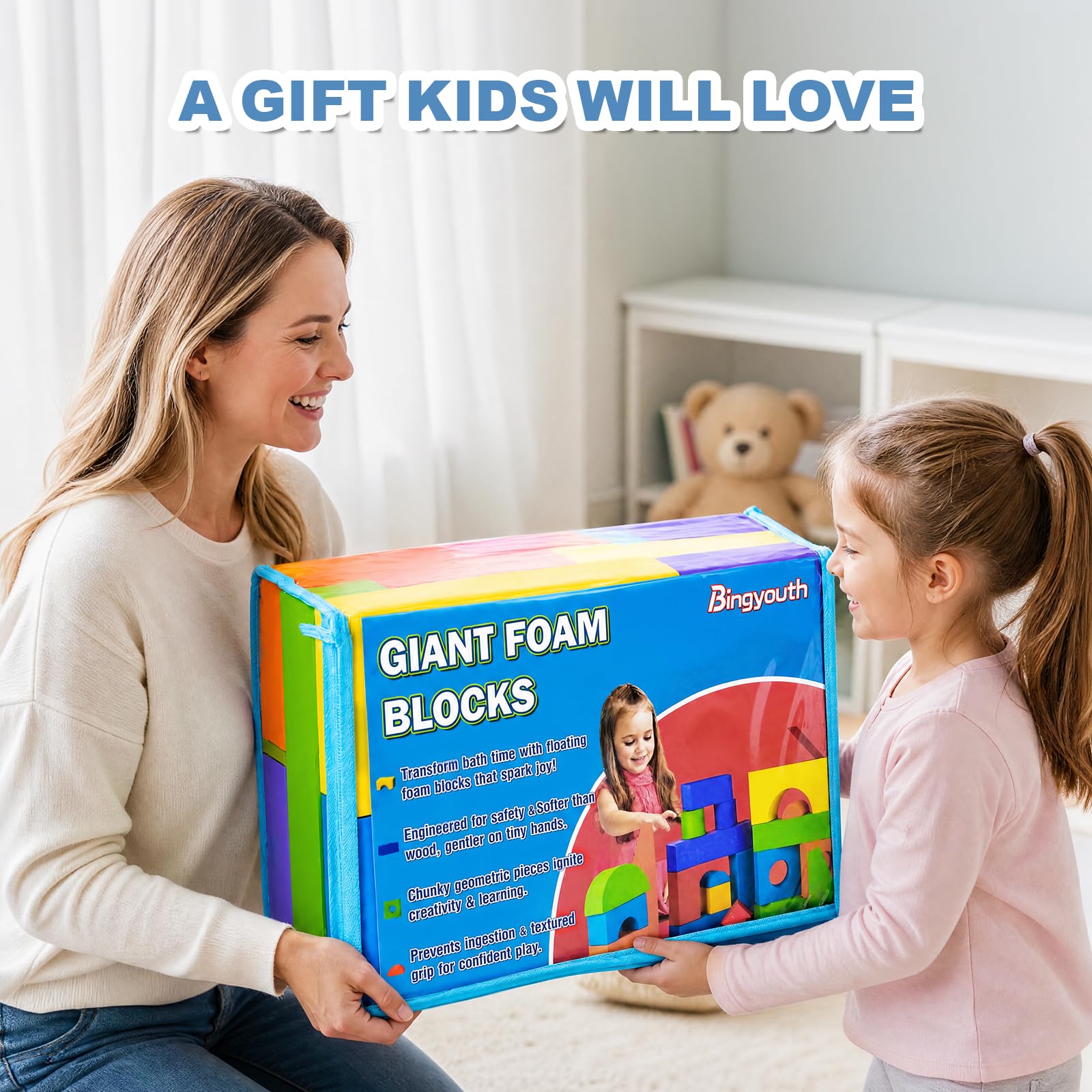 Bingyouth Large Building Foam Blocks for Toddlers, EVA Stacking Foam Building Blocks Toy Set