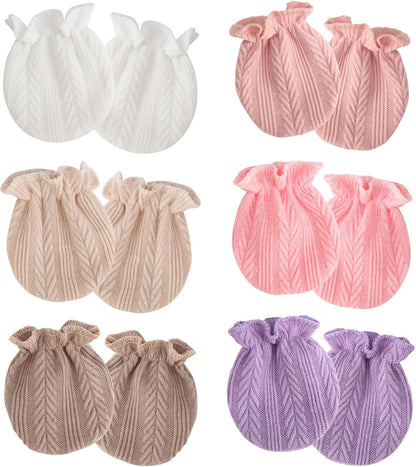 Newborn Baby Mittens No Scratch Cotton Elastic Wrist Gloves Infant Toddler Mittens for Baby Boy Girl 0-6 Months