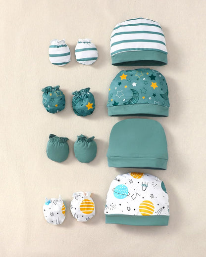 NZRVAWS Newborn Baby Boy Girl Clothes Unisex Infant Romper Pants Set Hat 4-Pack Outfits 0-12 Months 16 Pieces Toddler