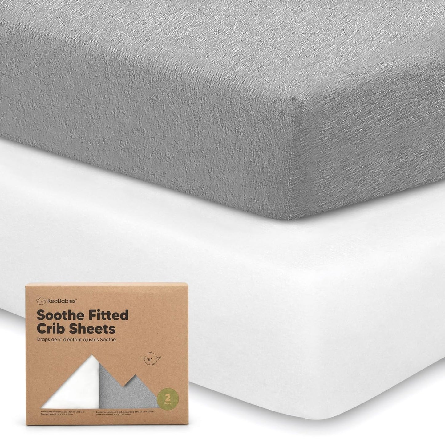 KeaBabies 2-Pack Organic Crib Sheets for Boys, Girls - 52x28 Fitted Crib Mattress Sheet Neutral