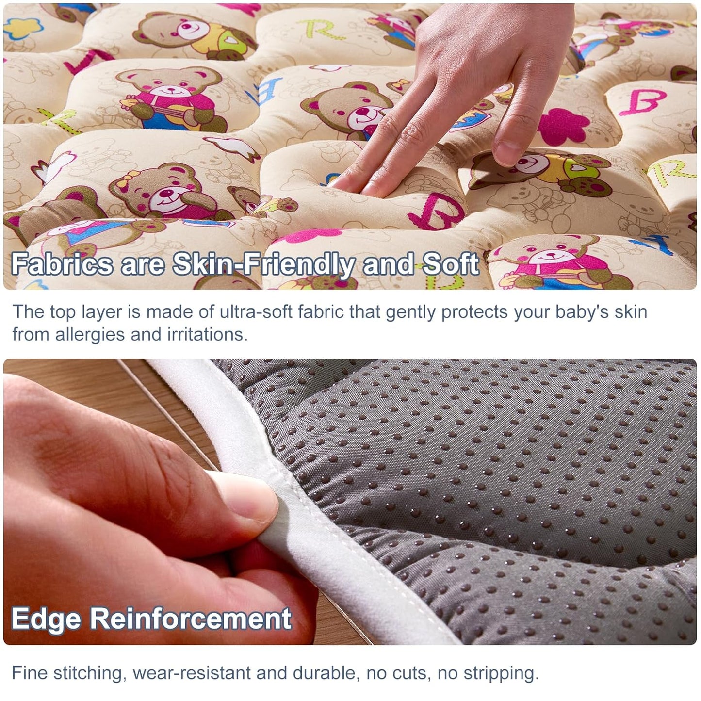 Vibe bear Baby Play Mat 6ft X 4ft, Thicker Foam One-Piece Crawling Mat, Extra Large Anti- Slip Crawling Mat Activity Playmats for Babies,Toddlers, Infants, Play & Tummy Time, IY-20