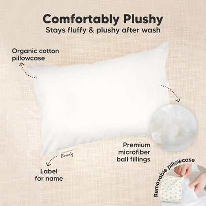 Mini Toddler Pillow with Pillowcase - 9x13 My Little Dreamy Travel Kids Pillow for Sleeping, Toddler Bed, Small, Tiny, Organic Cotton Pillowcase, Soft & Breathable, Kids 2-4 Years Old (French Gray)