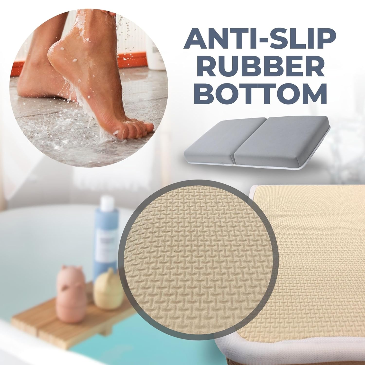 Comfortable Baby Bath Kneeler and Elbow Rest Pad Set – Thick Memory Foam Bath Kneeling Pad with