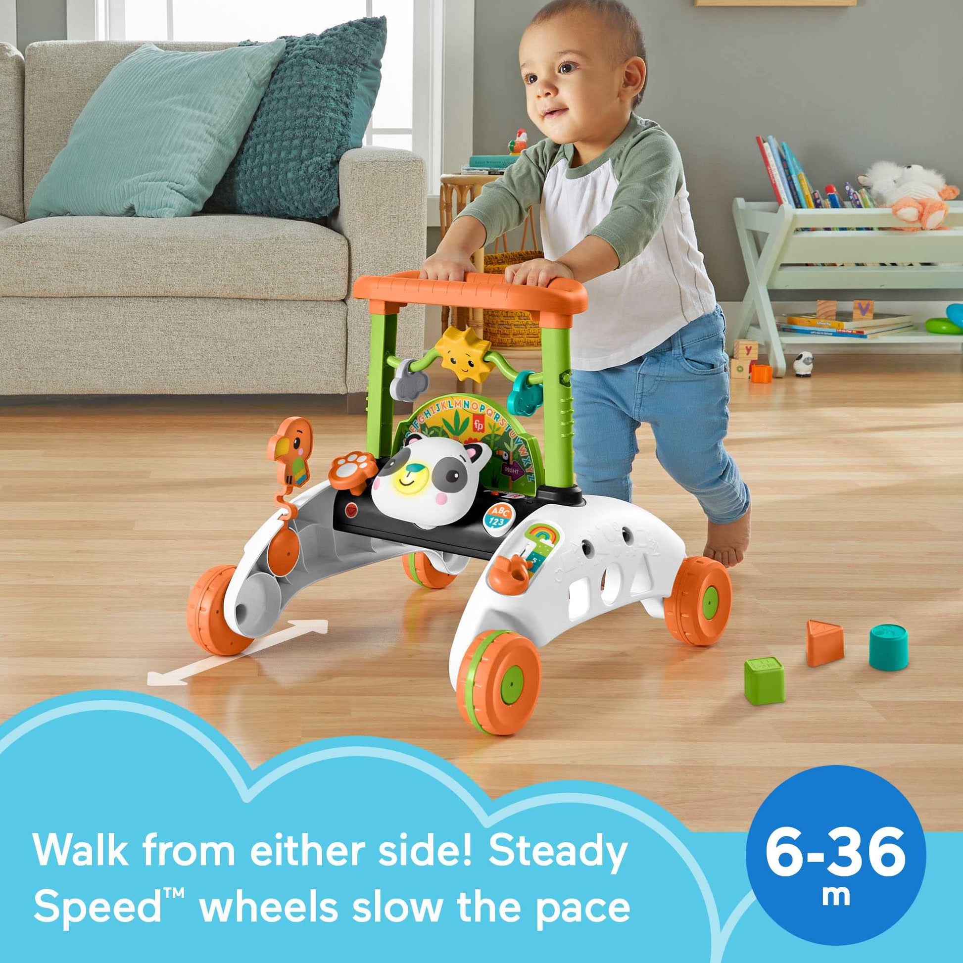 Fisher-Price 2-Sided Steady Speed Panda Walker Musical Push Toy