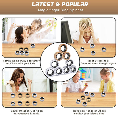 Cevioce 9 Pcs Magnetic Rings Fidget Toys Adults Teens Kids|ADHD Fidget Toy Pack for Anxiety Relief,Coolest Gifts for Teen Boys,Birthday Gifts for 8 9 10 11+ Year Old Boy & Girl