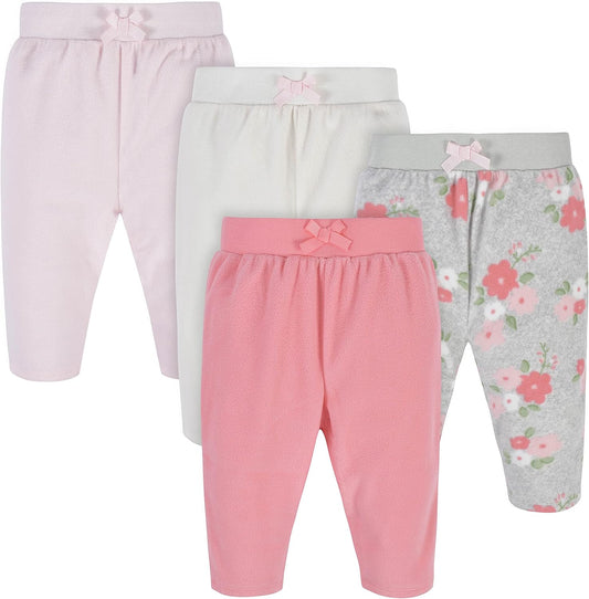 Gerber Baby Girls' 4-Pack Microfleece Pants