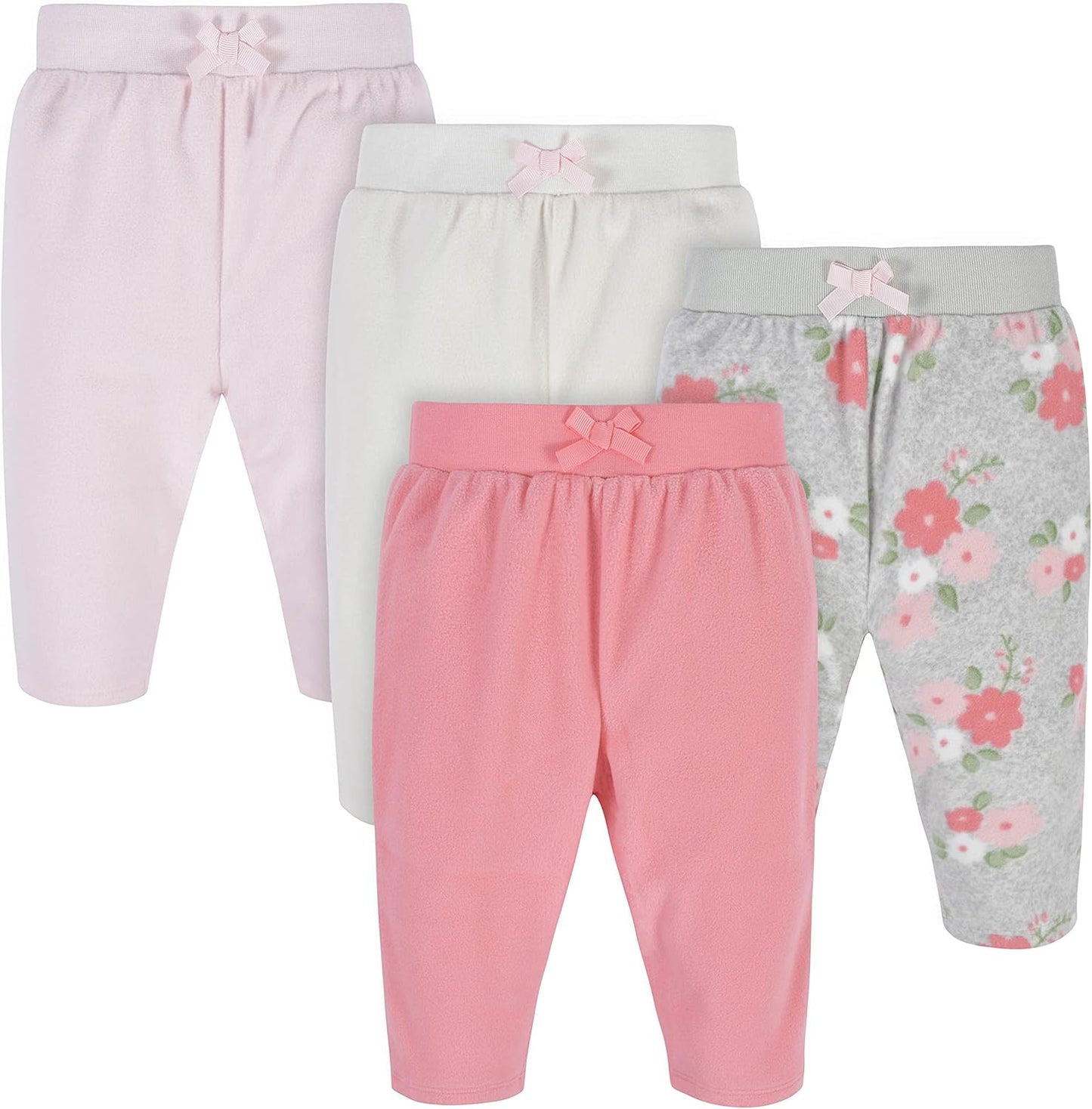 Gerber Baby Girls' 4-Pack Microfleece Pants