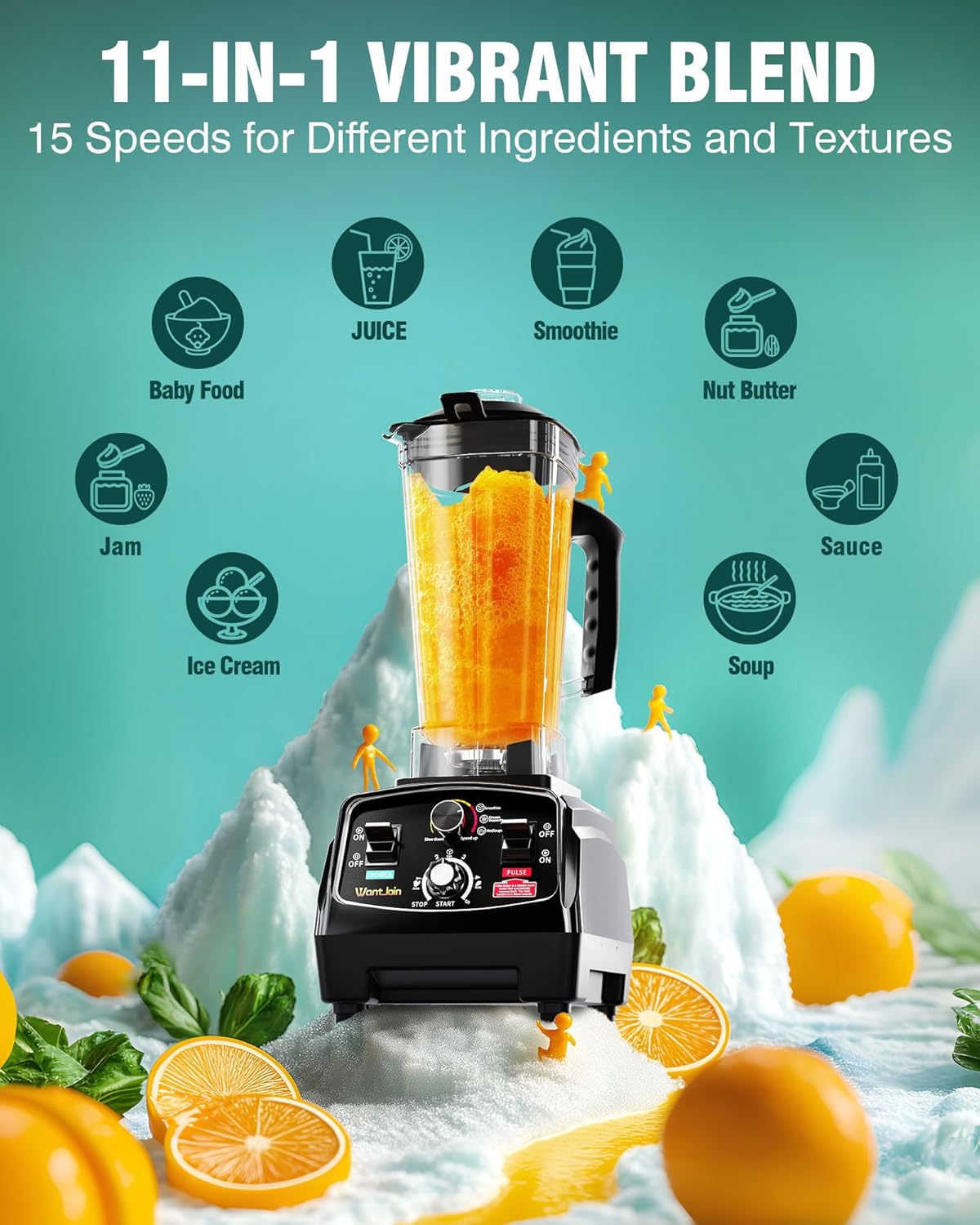 WantJoin Smoothie Blender 1800W Powerful Blenders for Kitchen 68 Oz Large Capacity and BPA-Free