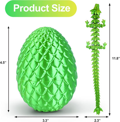 3D Printed Dragon,Dragon Eggs with Dragon Inside,Articulated Crystal Dragon Toys for Kids Home Decor, Executive Dragon Fidget Desk Toys (Lser Yellow & Green)