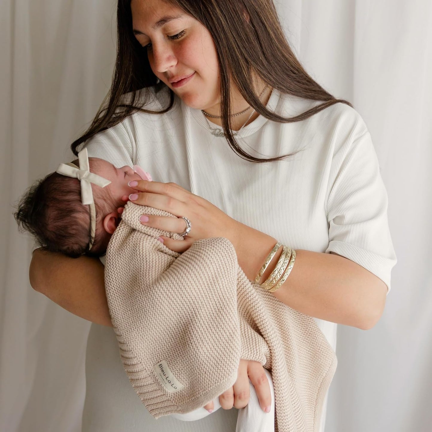 Heritage Knit Organic Cotton Baby Blanket - Soft Warm Cozy Unisex Receiving Cuddle Stroller Crib