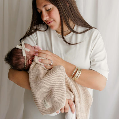 Heritage Knit Organic Cotton Baby Blanket - Soft Warm Cozy Unisex Receiving Cuddle Stroller Crib