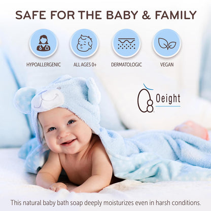 Oeight Baby Body Wash, 100% Natural Active Ingredients Sensitive Skin Baby Wash with Aloe Vera