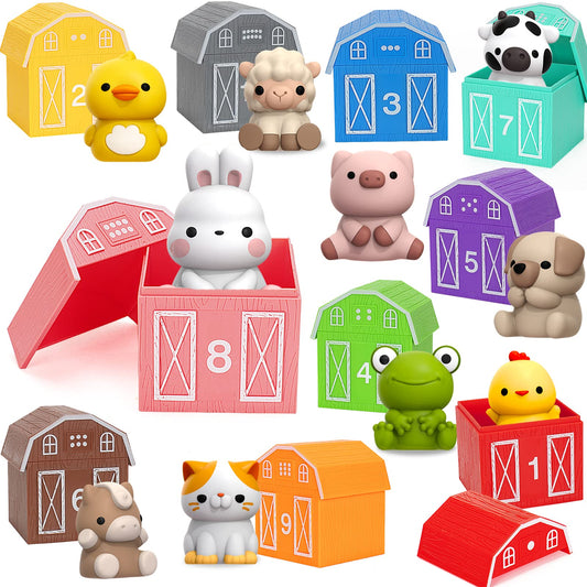 Learning Toys for 1,2,3 Year Old Toddlers, 20Pcs Farm Animals Toys Montessori Counting, Matching &