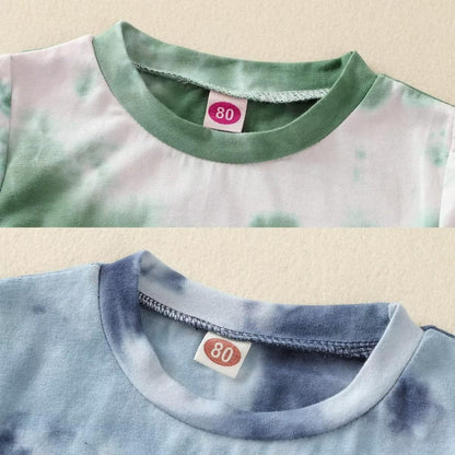 Toddler Baby Boy Summer Outfits Clothes Tie Dye Shirt and Short Set for Boys 4-Piece