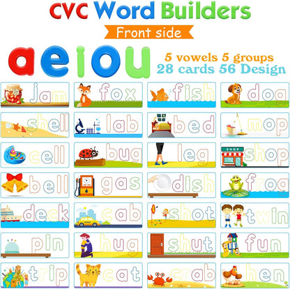 SpringFlower See & Spell Matching Letter Toy,Learning Educational Toy For 3 4 5 6 Years Old Boys And Girls,Preschool Learning Activities,Shape & Color Recognition Game,Cvc Word Builders For Kids,80Pcs