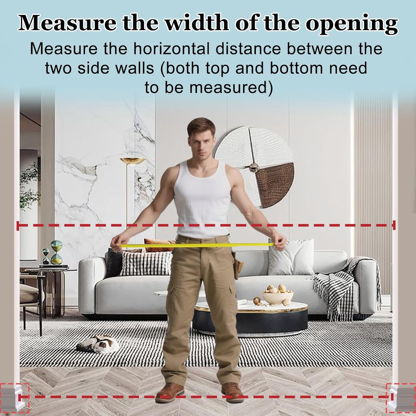 WAOWAO Triple Lock Baby Gate Extra Wide 67.32-72.04" Pressure Mounted Walk Through Swing Auto Close Safety White Metal Dog Pet Puppy Cat for Stairs,Doorways,Kitchen