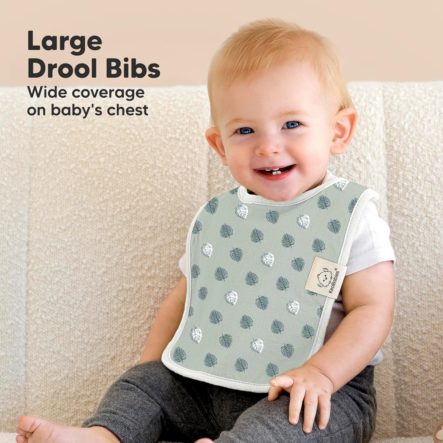 KeaBabies 8-Pack Organic Baby Bibs for Boys, Girls - Super Absorbent Cotton Drool Bibs for Baby Girl & Boy, Teething Toddler, Drooling Newborn, Ultra Soft & Machine Washable (Beach Day)