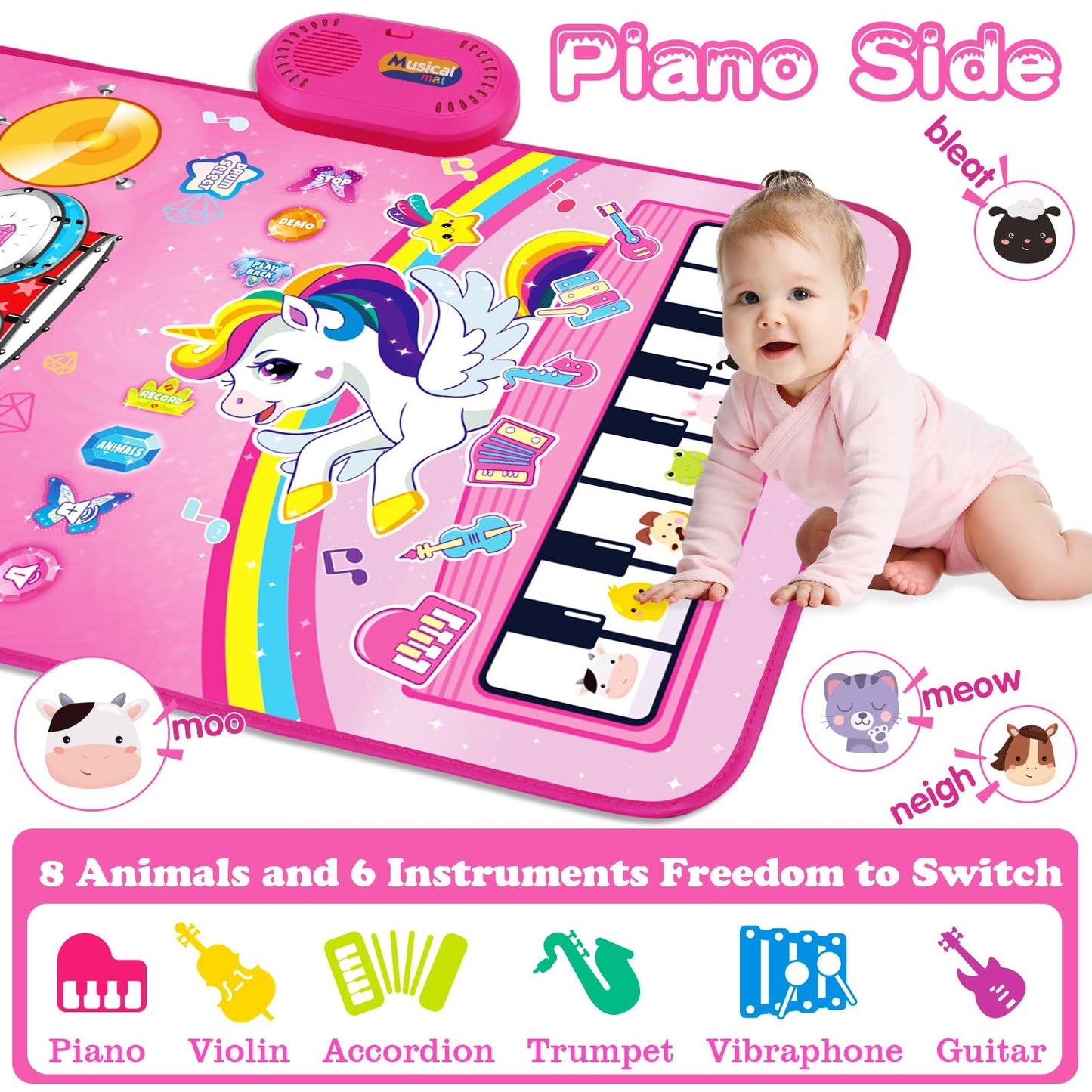 Toys for 1 Year Old Girl Gifts: 3 in 1 Baby Music Mat Toddler Toys Age 1-2