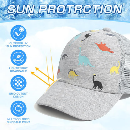 Duoyeree Toddler Baseball Cap Baby Cap Sun hat Print Dinosaur Pattern and Solid Color hat Kids boy Girl Age 0-8t