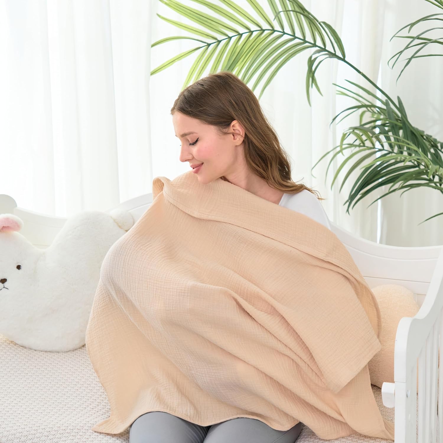 Baby Muslin Swaddle Blanket for Boys and Girls,4-Pack Breathable and Skin-Friendly,Wrap Soft Silky