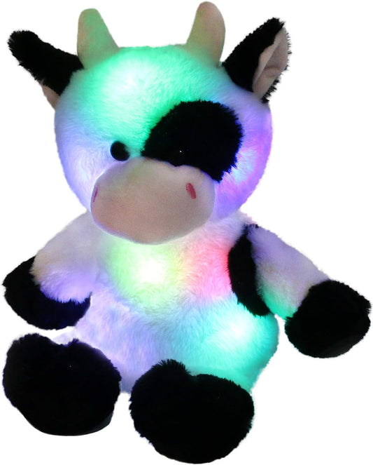 Glow Guards Light up Cow Stuffed Animal Adorable Glow Soft Farm Animal Plush Toy with LED Night Lights Birthday Christmas Children's Day Gifts for Toddler Kids, 15''