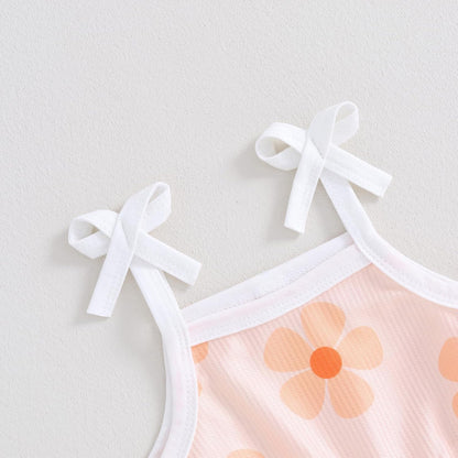WZTYYDS Toddler Baby Girl Summer Clothes Floral Romper Tie-Up Strap Halter Jumpsuit Infant Summer Sling Playsuit 6M-3T