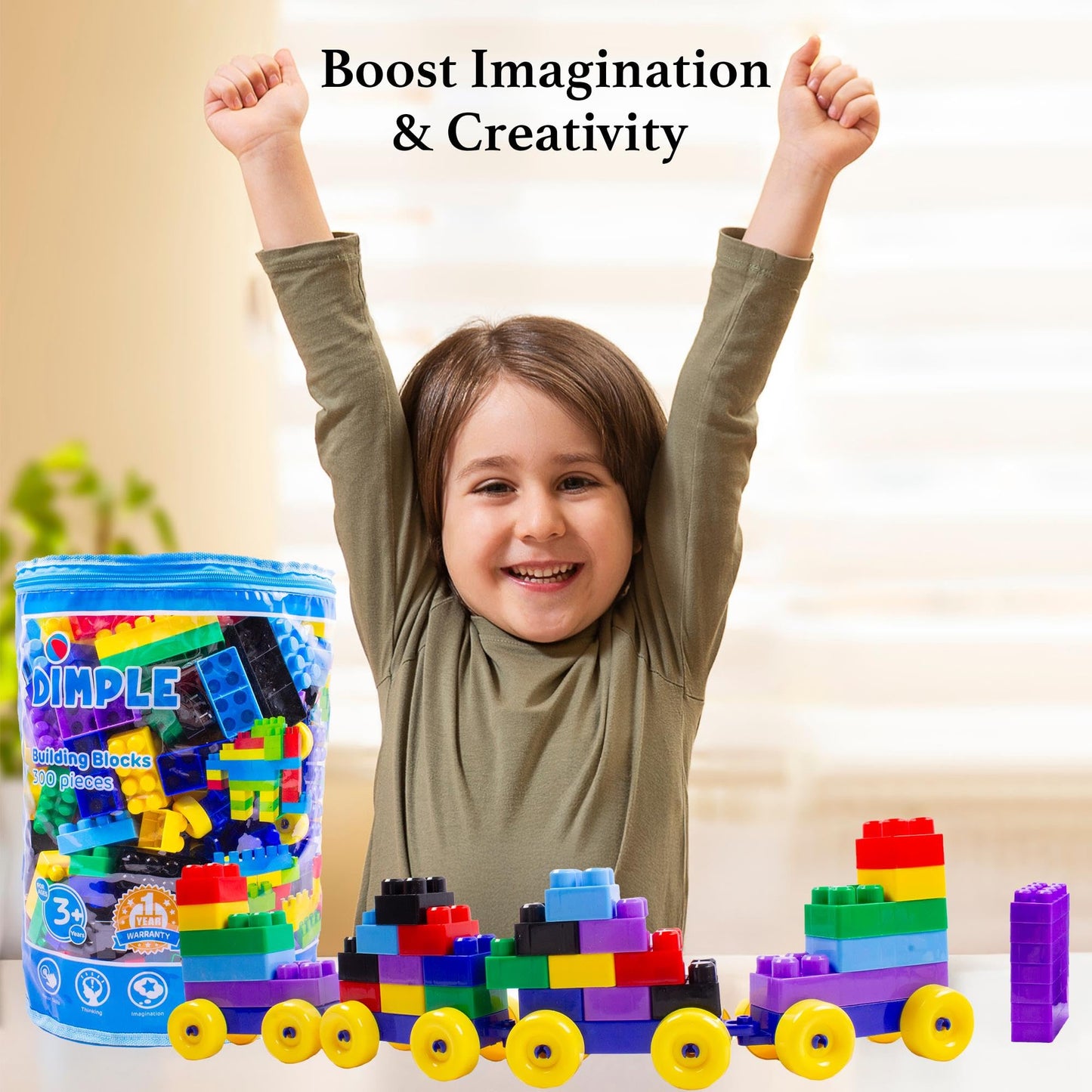 Dimple 300 Piece Large Building Blocks for Toddlers, Kids Interlocking Toys