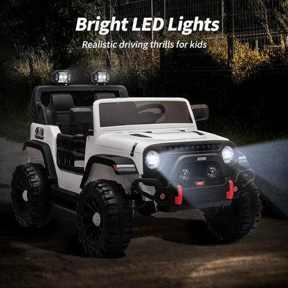 2 Seater Ride on Toy Car for Kids, 24V 4x4 Ride-on Truck Kids Electric Car w/Remote Control, 4x200W Motors - White