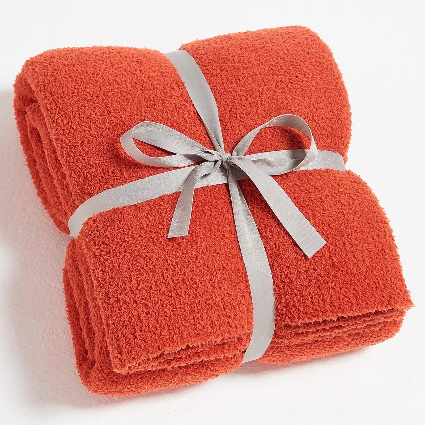 CYMULA Knit Fall Throw Blanket for Couch Orange-Super Soft Lightweight Plush Fuzzy Fluffy Cozy
