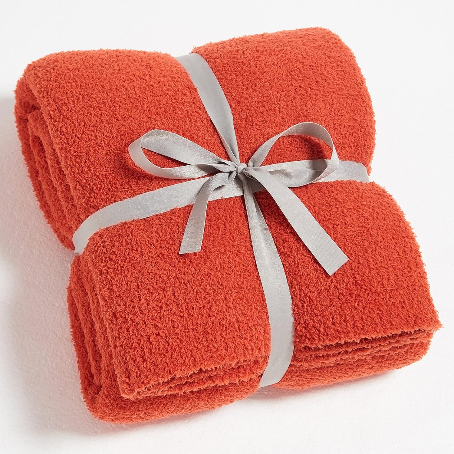 CYMULA Knit Fall Throw Blanket for Couch Orange-Super Soft Lightweight Plush Fuzzy Fluffy Cozy