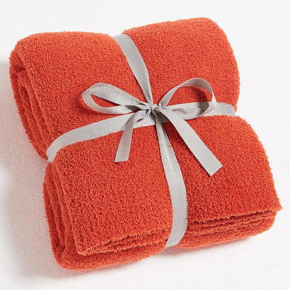 CYMULA Knit Fall Throw Blanket for Couch Orange-Super Soft Lightweight Plush Fuzzy Fluffy Cozy