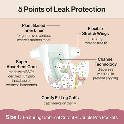 The Honest Company Clean Conscious Diapers for Delicate Skin | Up to 100% Leakproof |