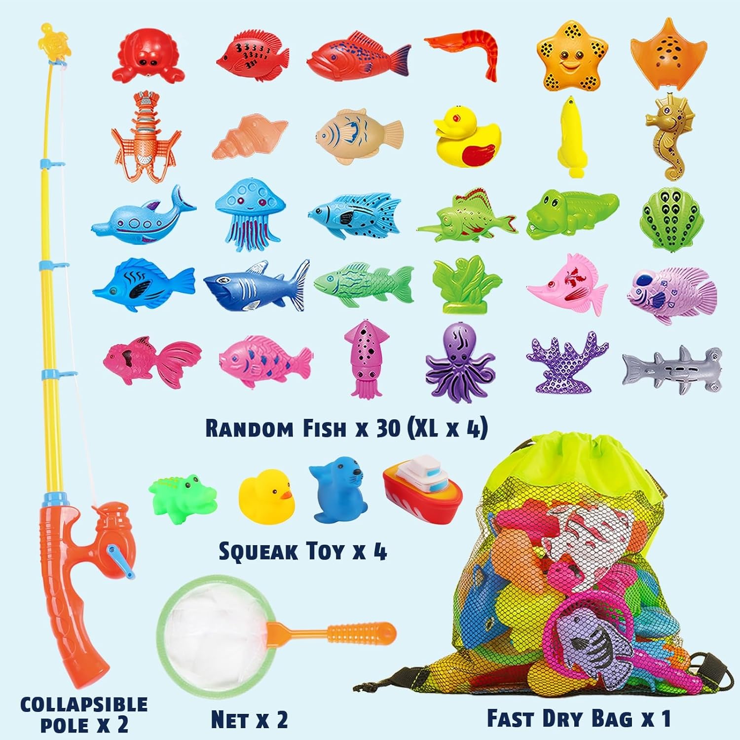 CozyBomB™ Magnetic Fishing Toys Game Set for Kids | Water Table Bathtub Kiddie Pool Party & Pole