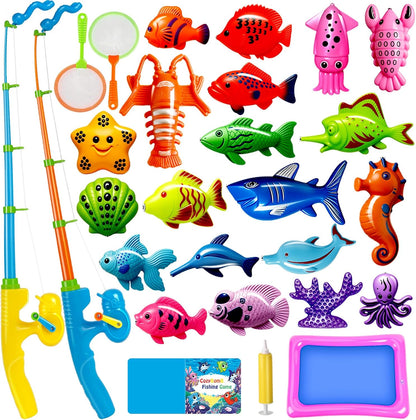 CozyBomB™ Magnetic Fishing Toys Game Set for Kids | Water Table Bathtub Kiddie Pool Party & Pole