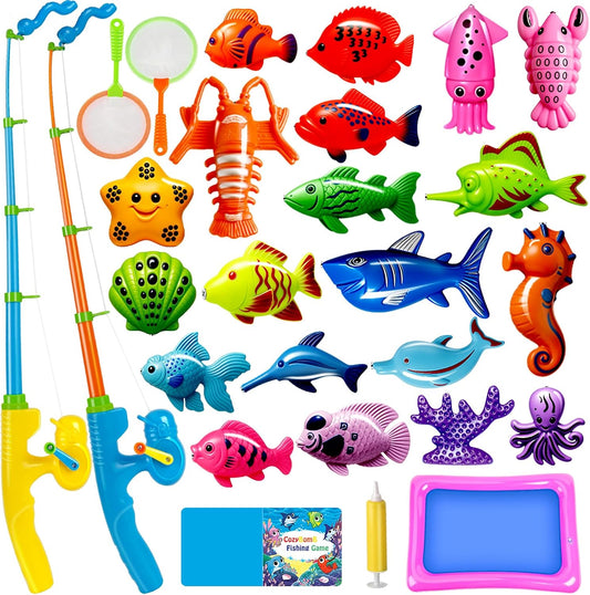 CozyBomB™ Magnetic Fishing Toys Game Set for Kids | Water Table Bathtub Kiddie Pool Party & Pole