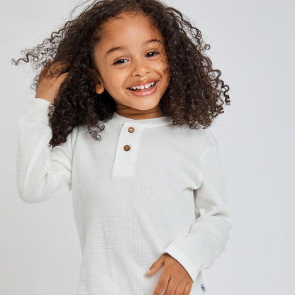 HonestBaby 5-pack Waffle Henley Long Sleeve Shirts 100% Organic Cotton for Infant Baby and Toddler Boys, Unisex