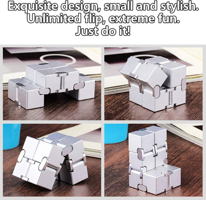 Metal Fidget Toys Infinity Cube for Men Anxiety Stress Relief Aluminum Alloy Material (Black & Yellow)