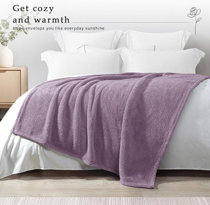 Exclusivo Mezcla Soft Fleece Throw Blanket for Couch, Super Soft Velvet Plush Bed Blanket, Fuzzy Cozy and Warm for All Seasons, 50x60 Inches, Grayish Purple