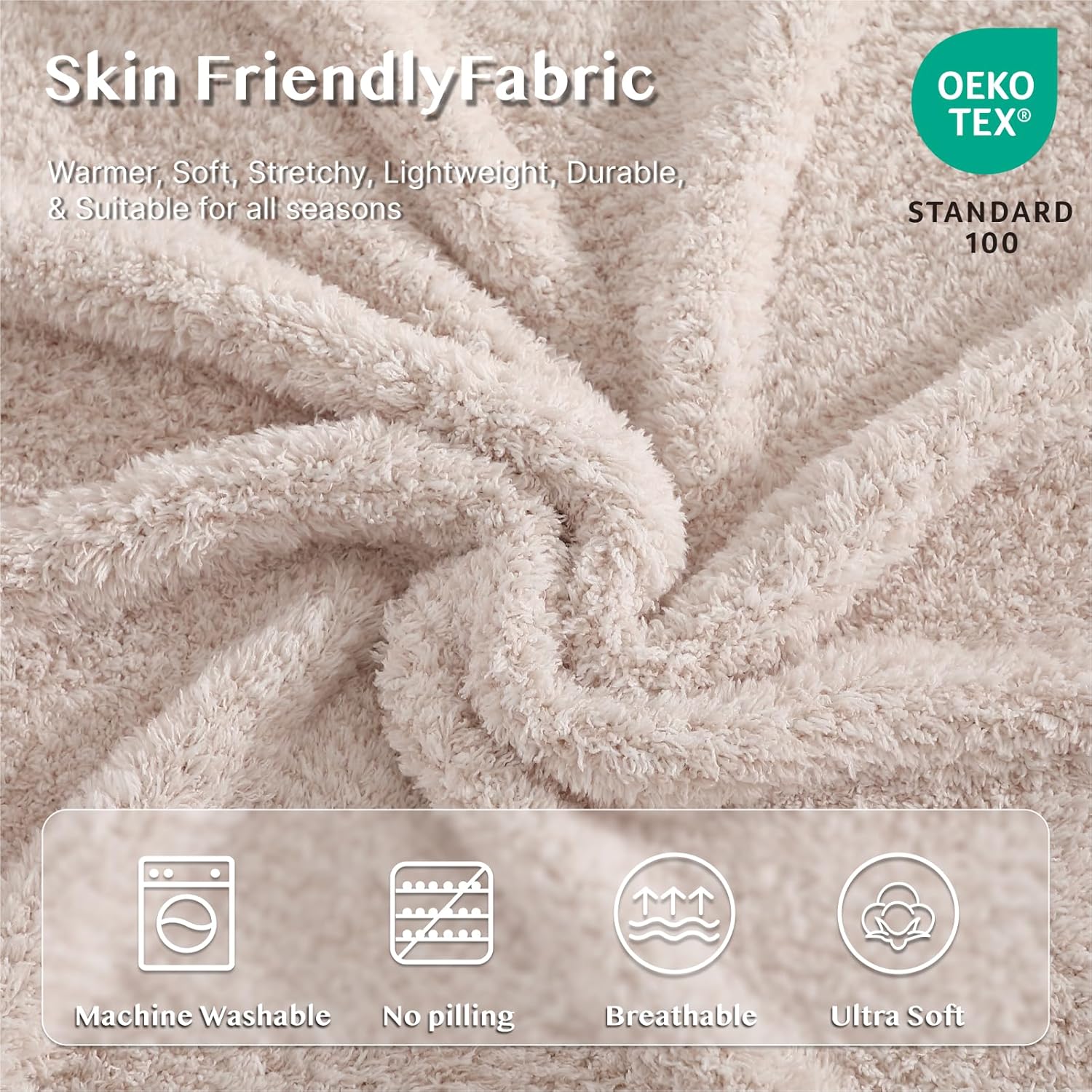 WRENSONGE Throw Blanket Cationic Dyeing Taupe Soft Cozy Fluffy Warm Hand Made Weave Throw Blankets