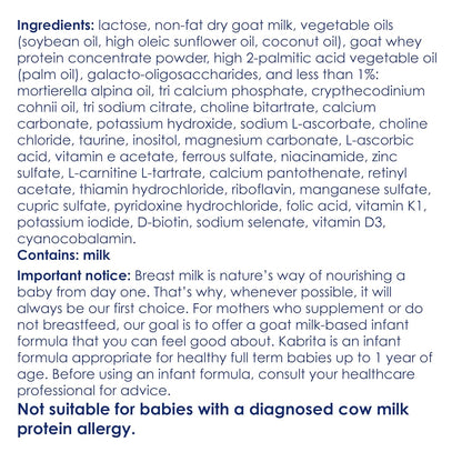 Kabrita Goat Milk Infant Formula - Easy to Digest Baby Formula 0-12 Months - Contains Prebiotics