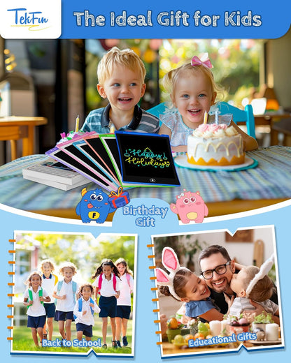 TEKFUN Kids Toys,10in 2 Pack LCD Writing Tablet Coloring Doodle Drawing Board Pad for Kids with Stylus, Car Trip Educational Toys Easter Toys Birthday Gift for Toddlers 3 4 5 6 7 Kids Girls Boys
