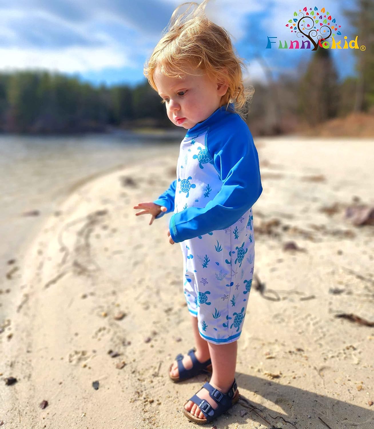 Funnycokid Baby Swimsuit Boy Toddler Bathing Suit Rash Guard UPF 50+ Swimwear 6 Months-4T