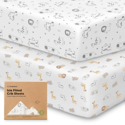 KeaBabies 2-Pack Baby Crib Sheets for Boys, Girls - 52x28 Viscose Derived from Bamboo Toddler Bed
