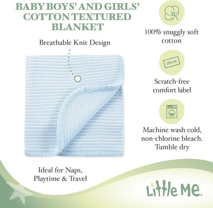 Little Me Knit Baby Blanket – 100% Soft Cotton, Snuggly and Breathable, Perfect as a Swaddle