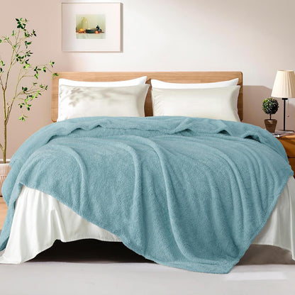 Exclusivo Mezcla Fleece Blanket for Couch, Soft and Cozy King Blankets for Women Men Girls Kids, Suitable for All Seasons, Slate Blue, 90x104 Inches