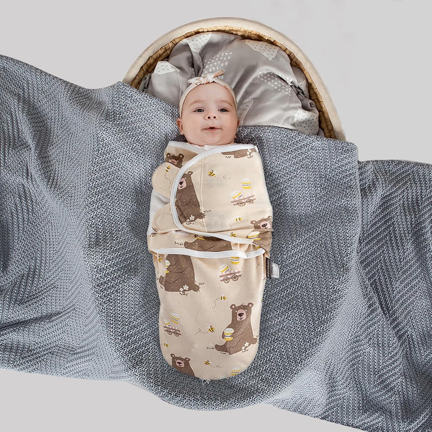 HOUSBAY Baby Swaddle Blanket Boy Girl Super Soft Material Newborn Adjustable Swaddles 2-Way Zipper