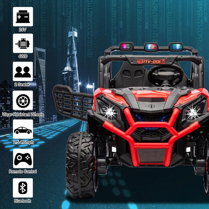 24V Kids Electric Toy Car,2 Seater Kids Toy Car with Remote Control,4WD Electric Power Vehicles Wheels for 3+Years Boys Girls,Ride on Toy for Girl(Red)