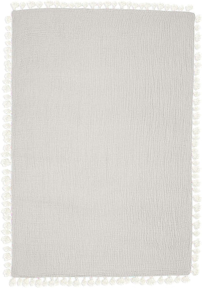 Crane Baby Muslin Swaddle Blanket, Soft Cotton Lightweight Nursery and Stroller Blanket for Baby Boys & Girls, Moonstone, 30" x 40"