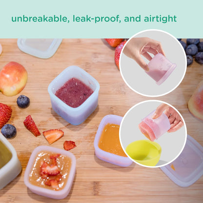Olababy Clear Sense Silicone Storage Containers 4pk for Baby Food, Snacks, Formula, Puree, Sauce &